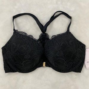 Auden Black Lace Underwire Demi Coverage Racerback Push-Up Bra 32C